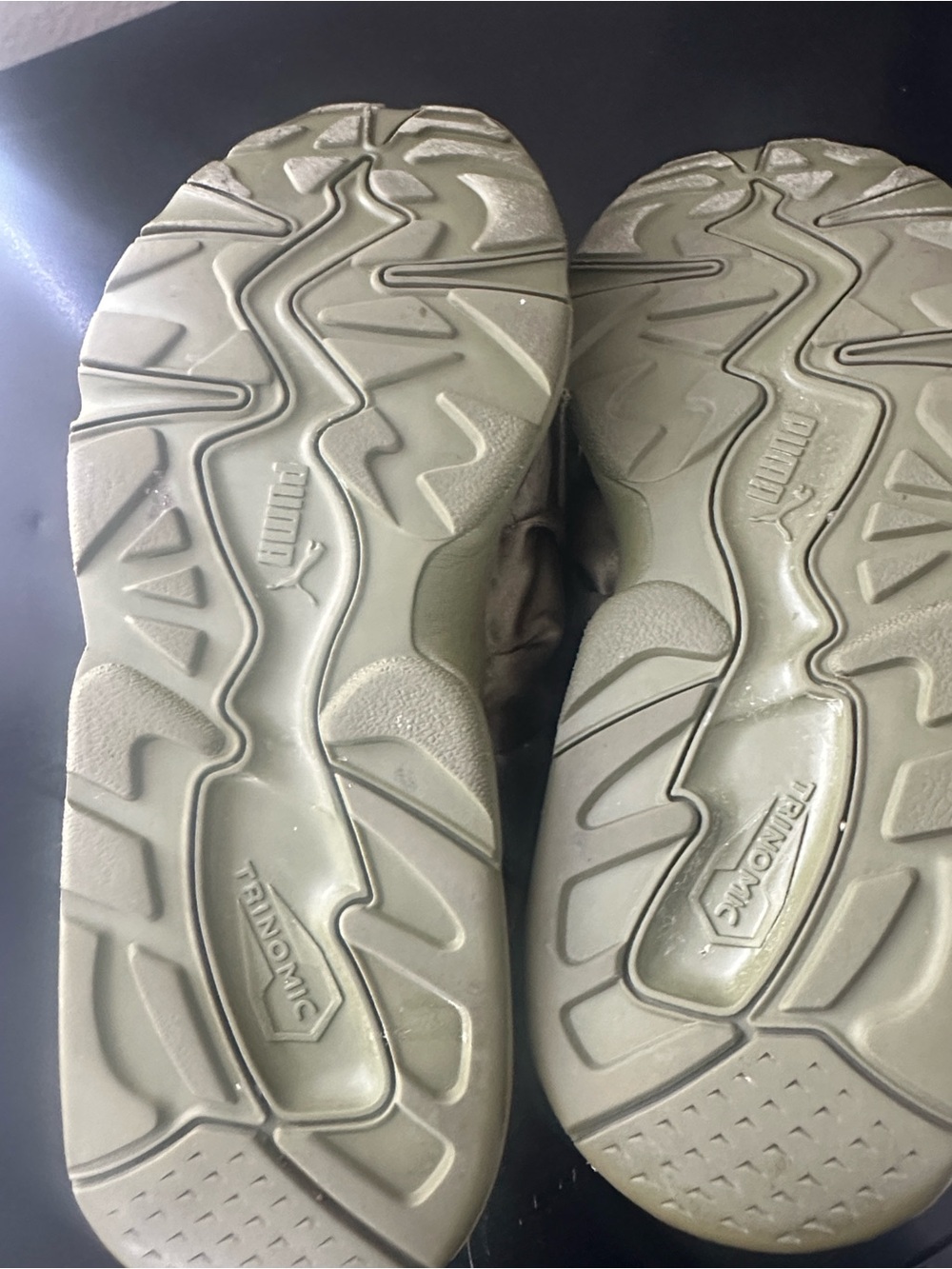 Rihanna Puma Olive Green Satin Bow Sneakers - Picture 5 of 6